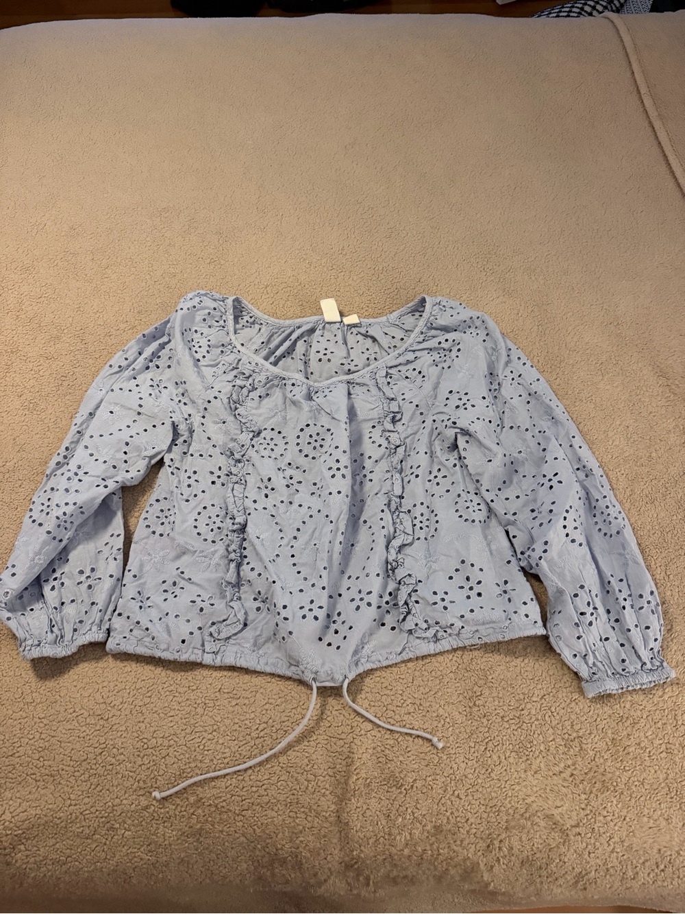 Joie Light Blue Eyelet Ruffle Drawstring Top - Kids